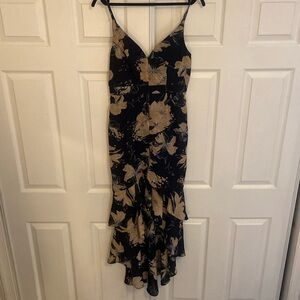 Lulus black floral print high low maxi dress